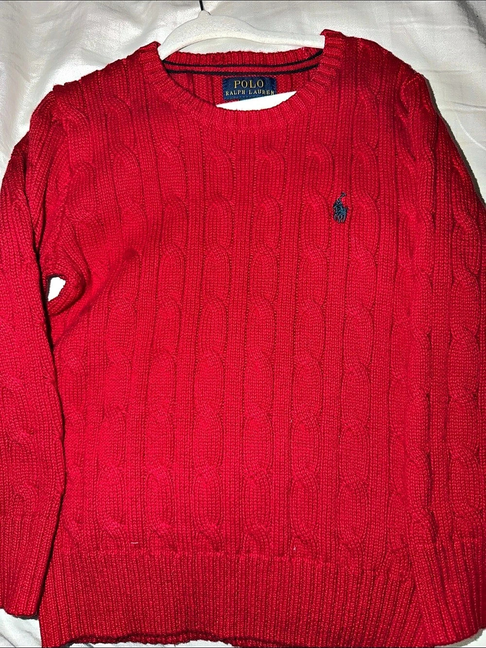 Polo Ralph Lauren Cable-Knit Cotton Sweater Red Cable Knit Sweater Size 4